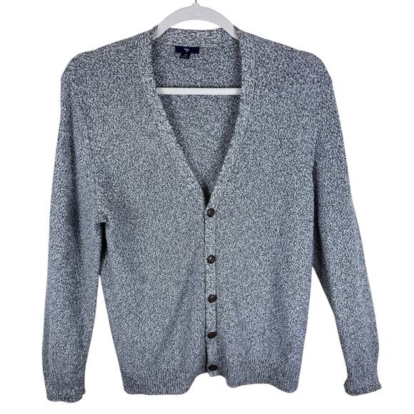 Gap Gray Heather Long Sleeve V-Neck Button Up Cardigan Sweater Size XL - Picture 1 of 5